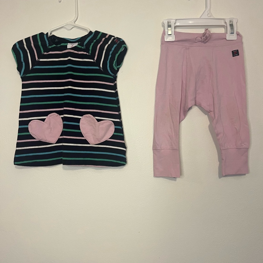 Polarn O. Pyret Heart Striped T-shirt and Pants Matching Set